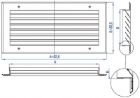 Посадочные размеры и сечение профиля вентиляционной решетки ВР-Н2