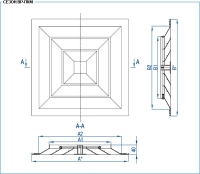 Посадочные размеры и сечение профиля вентиляционной решетки ВР-ПКМ