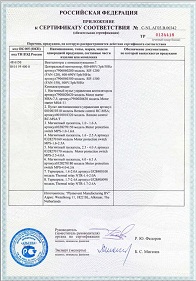 Приложение к сертификату соответствия (4) вентилятора SIF