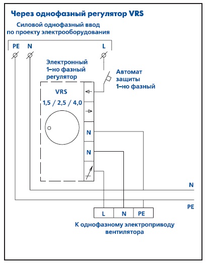 Унвен.ру - Схема подключения двигателя вентилятора через регулятор VRS