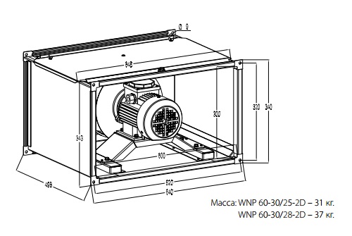 Габаритные размеры вентиляторов WNP 60-30