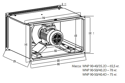 Габаритные размеры вентиляторов WNP 90-50