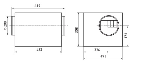 Габаритные размеры. Вентиляторы серии IRB 200 EC