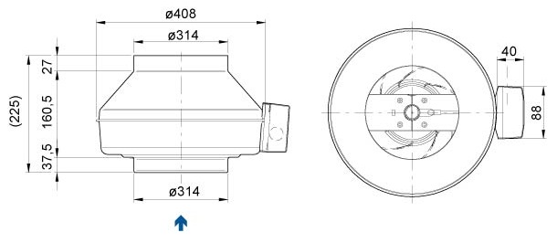 Габаритные размеры. Вентиляторы серии K 315 L