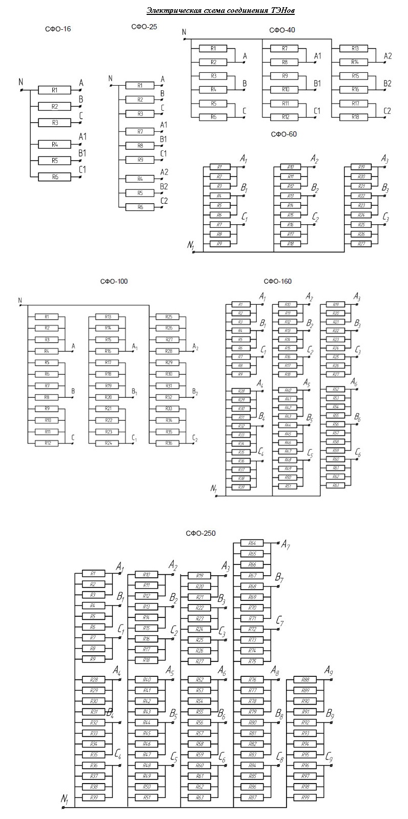 Электрическая схема соединения ТЭНов