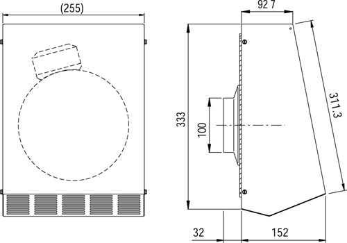 Габаритные размеры. Вентилятор RVF 100 M, RVF 100 XL