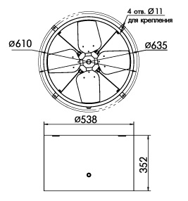Габаритные размеры Вентиляторы осевые башенные ВО-Б