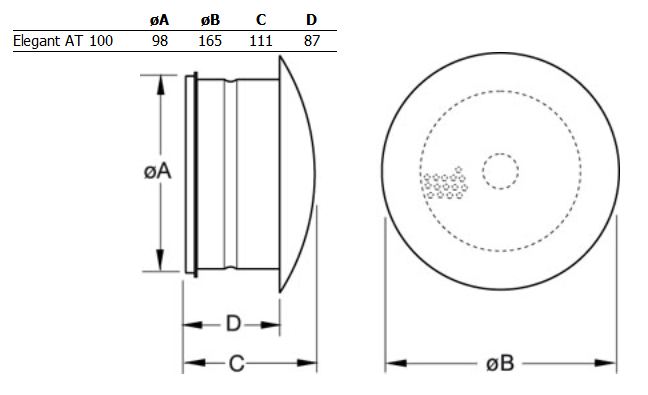 Габаритные размеры диффузоров Elegant -AT