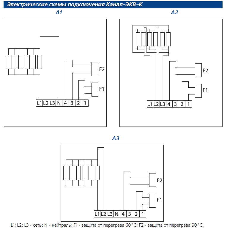 Электрические схемы подключения Канал-ЭКВ-К