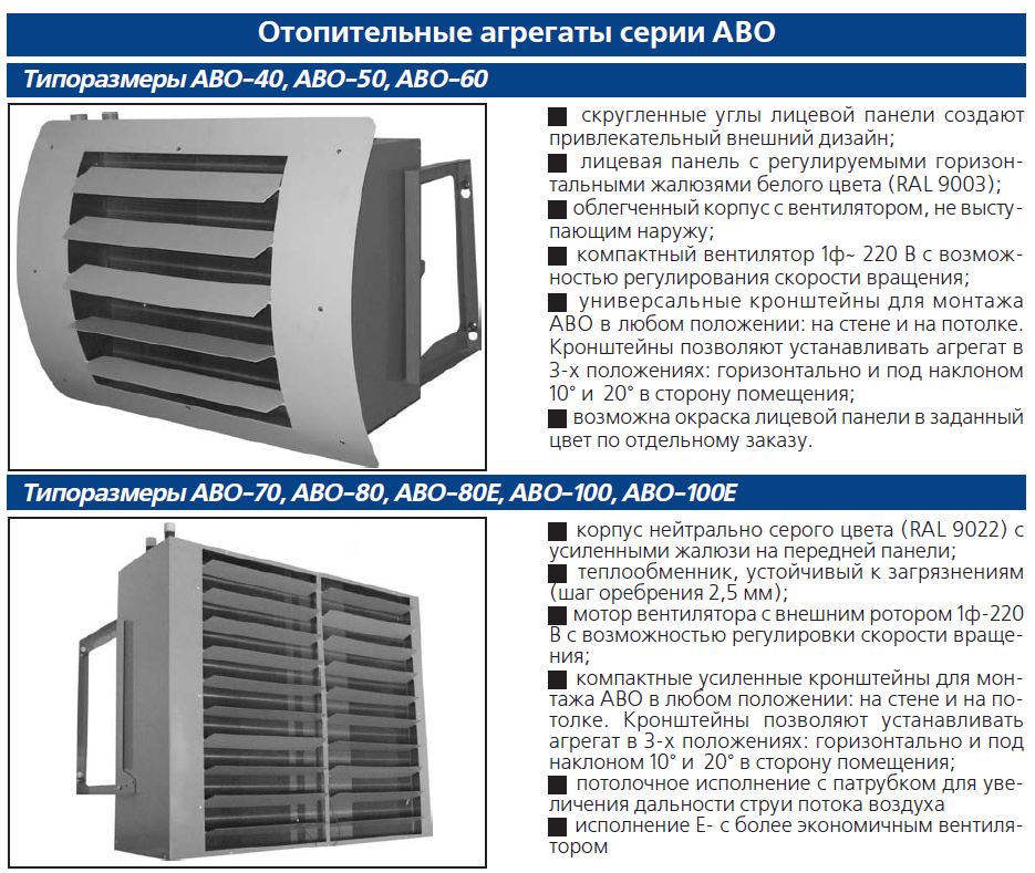 Отопительные агрегаты серии АВО