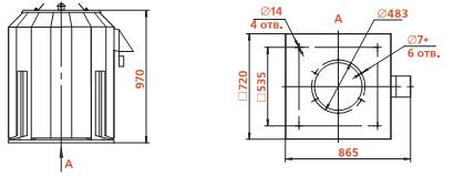Габаритные размеры вентилятора КРОВ-4,5-ДУ