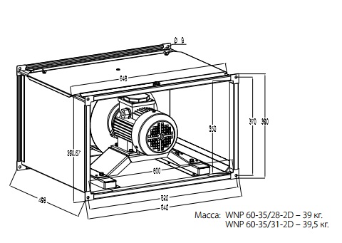 Габаритные размеры вентиляторов WNP 60-35