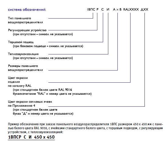 Условное обозначение воздухораспределителя 1ВПС, 1ВПСР