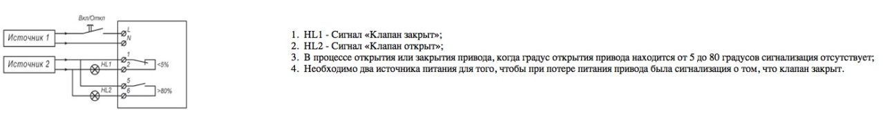 Схема подключения исполнительного механизма Gruner